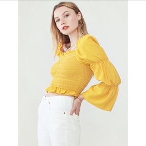 Lost + Wander Daffodil Smocked Cotton Top